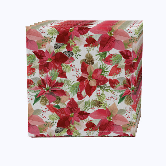 Poinsettia & Pinecones Napkins