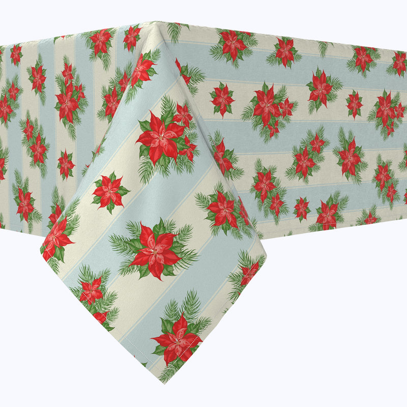 Poinsettias with Striped Background Cotton Rectangles