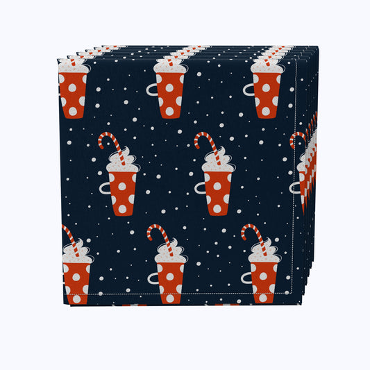 Polka Dot Hot Cocoa Mugs Cotton Napkins