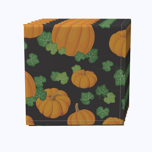 Pumpkin Patch Scroll Black Napkins