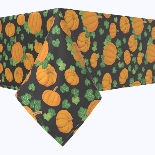 Pumpkin Patch Scroll Black Square Tablecloths