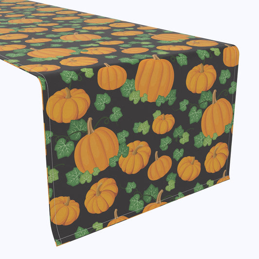 Pumpkin Patch Scroll Black Table Runners