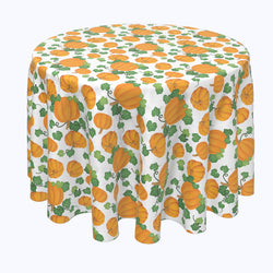 Pumpkin Patch Scroll White Round Tablecloths