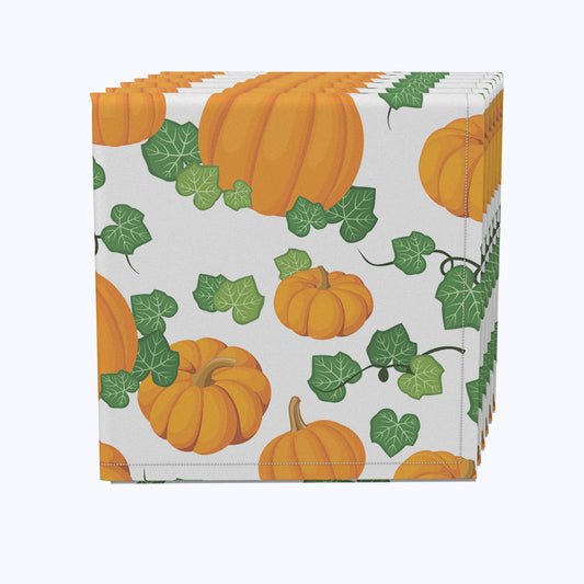 Pumpkin Patch Scroll White Napkins