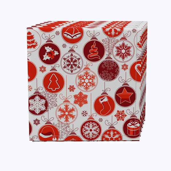 Red Holiday Ornaments Cotton Napkins