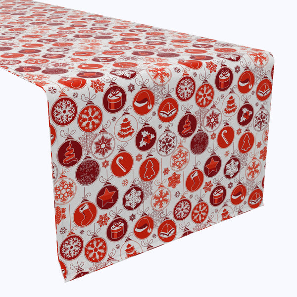 Red Holiday Ornaments Cotton Table Runners
