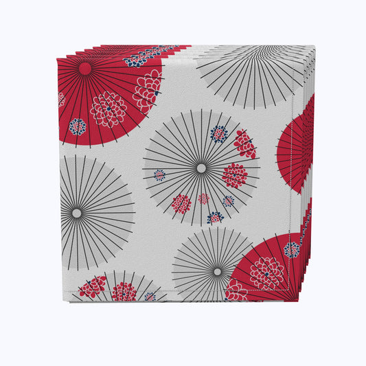 Red Japanese Umbrella Design Napkins