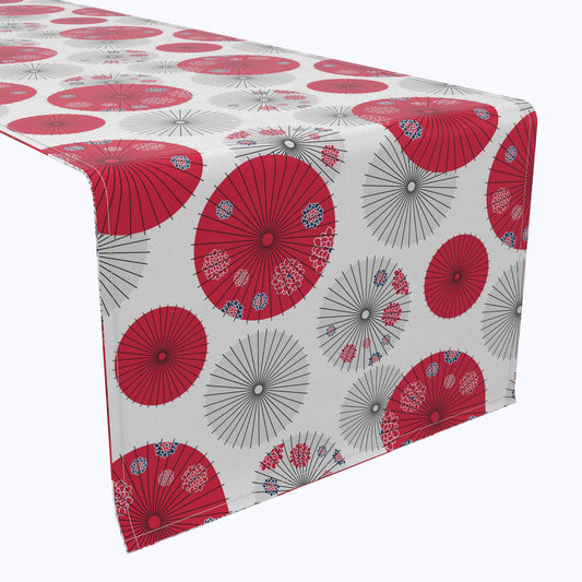 Red Japanese Umbrella Design Table Runners