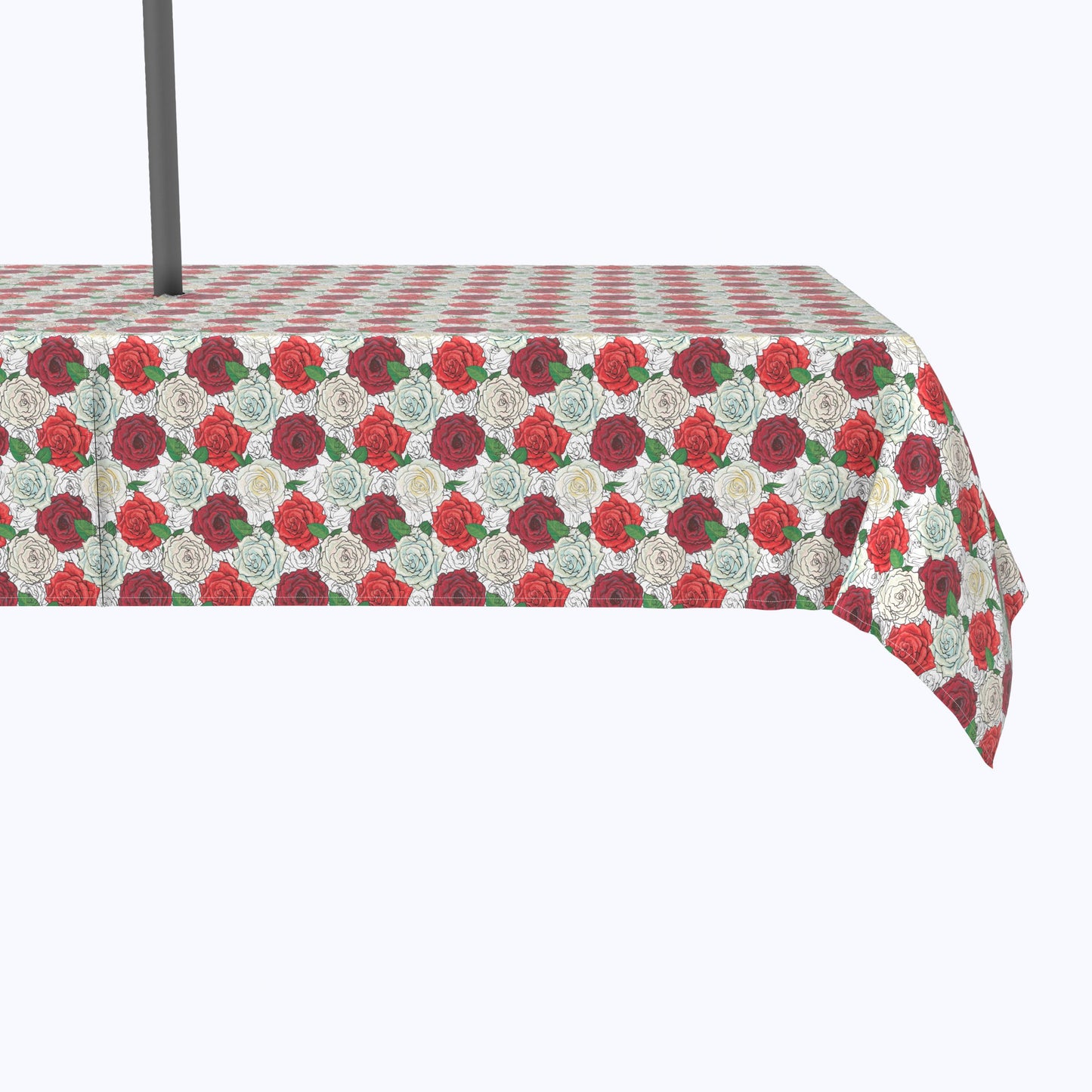 Red & White Rose Sketches Outdoor Rectangles