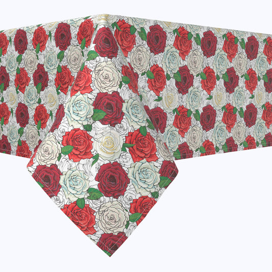 Red & White Rose Sketches Rectangles