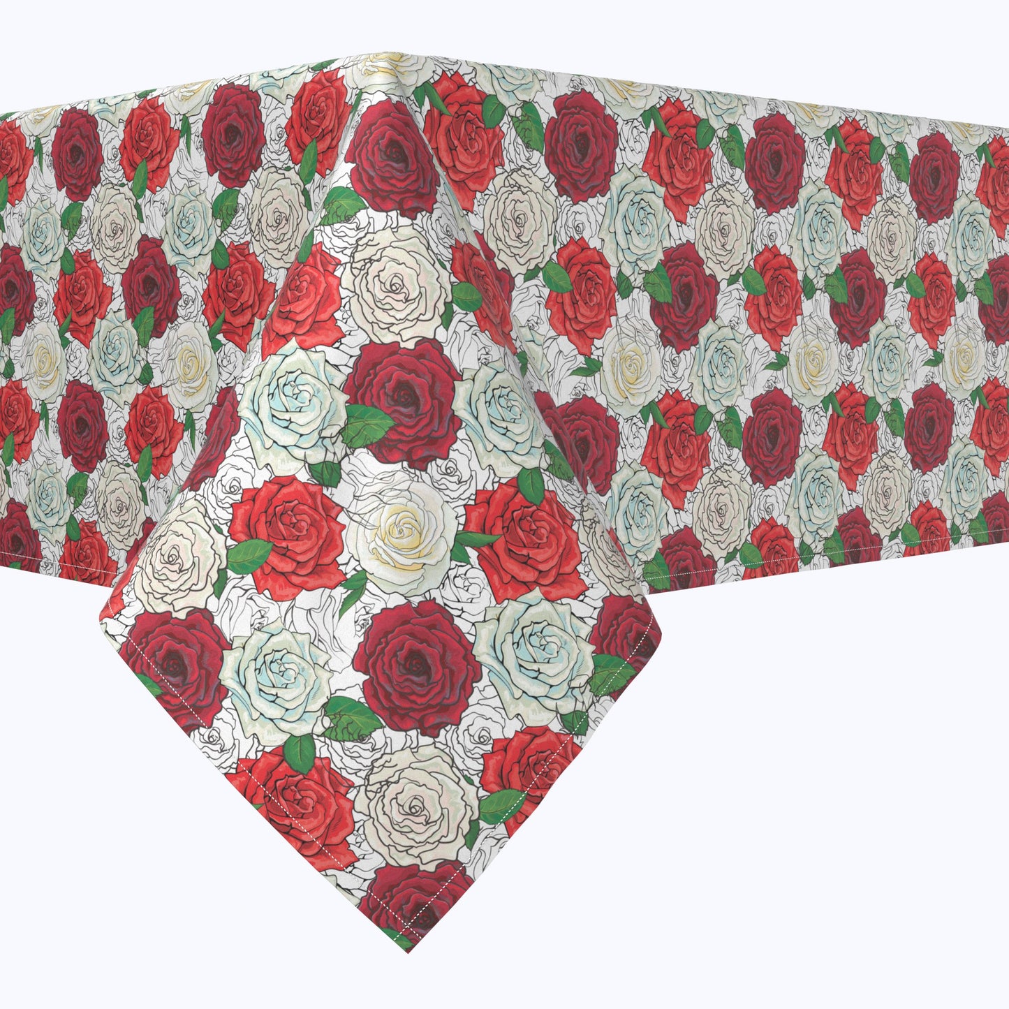 Red & White Rose Sketches Squares