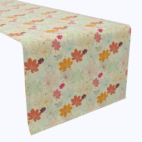 Retro Stenciled Leaves Cotton Table Runners