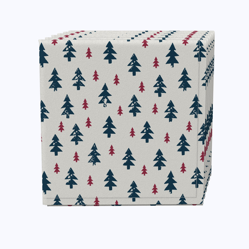 Rustic Fir Tree Stamps Cotton Napkins