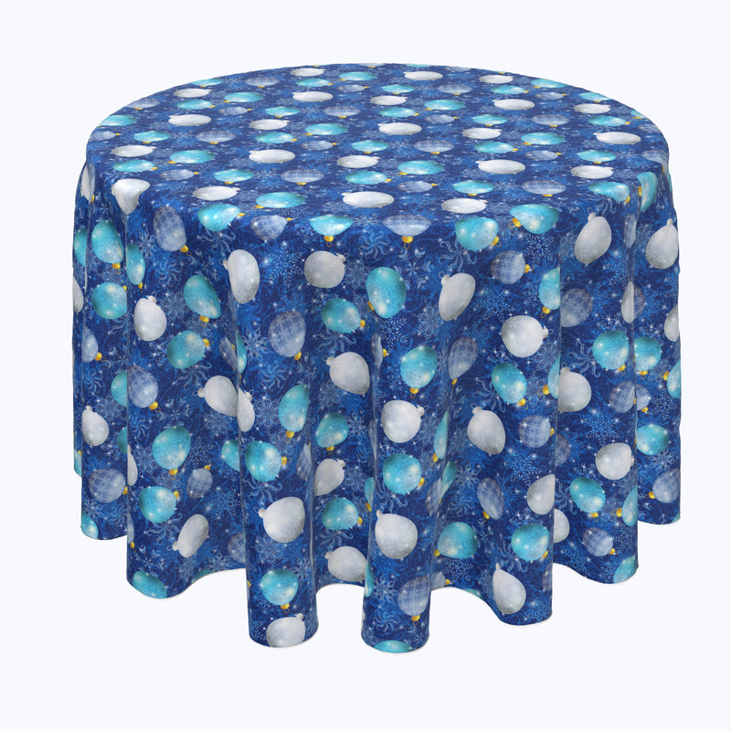 Shiny Blue Christmas Balls Round Tablecloths