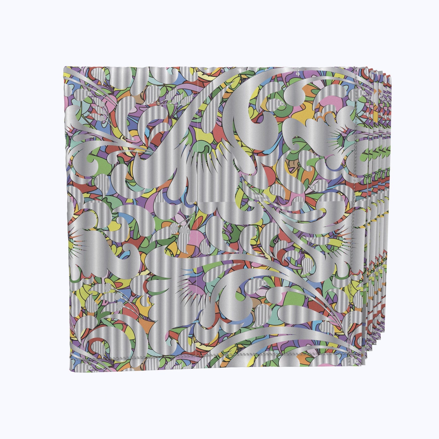 Silver 3D Paisley Napkins