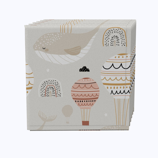 Sleeping Whales & Hot Air Balloons Napkins