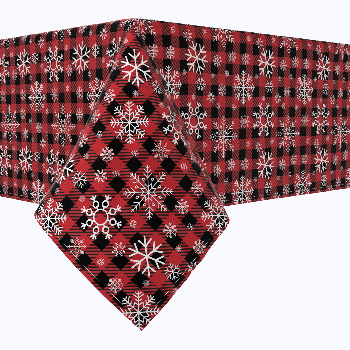Snowflakes on Plaid Cotton Rectangles