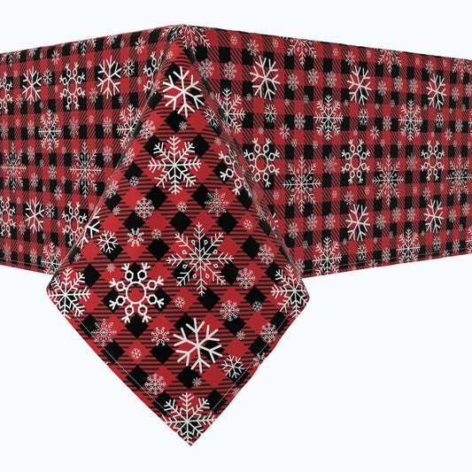 Snowflakes on Plaid Cotton Squares
