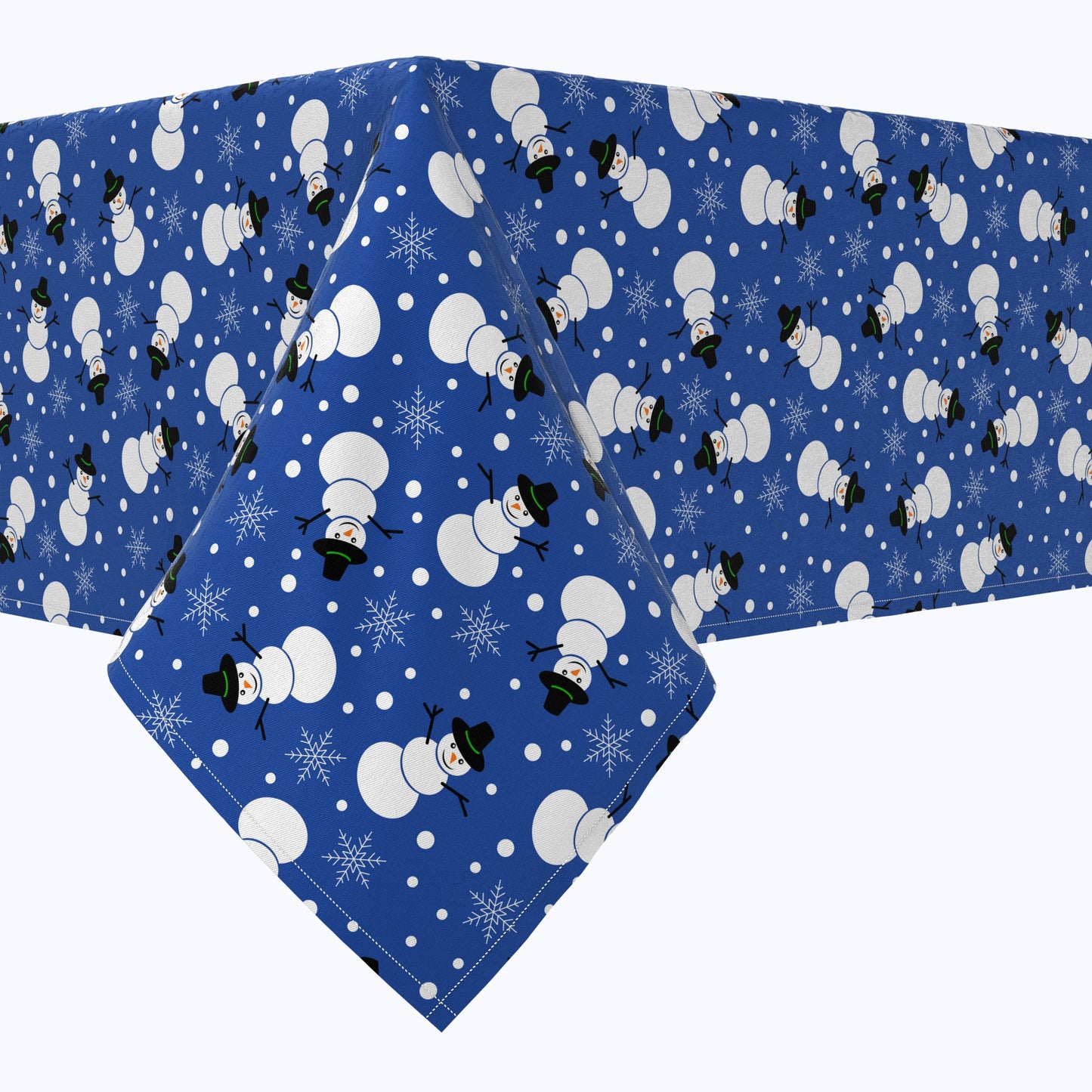Snowmen on Blue Background Cotton Rectangles