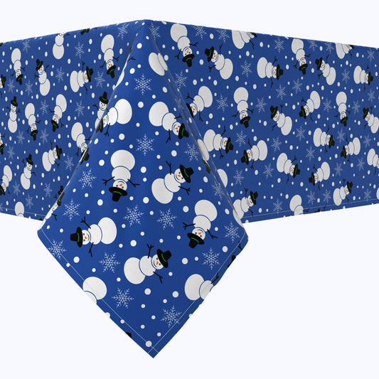 Snowmen on Blue Background Cotton Squares