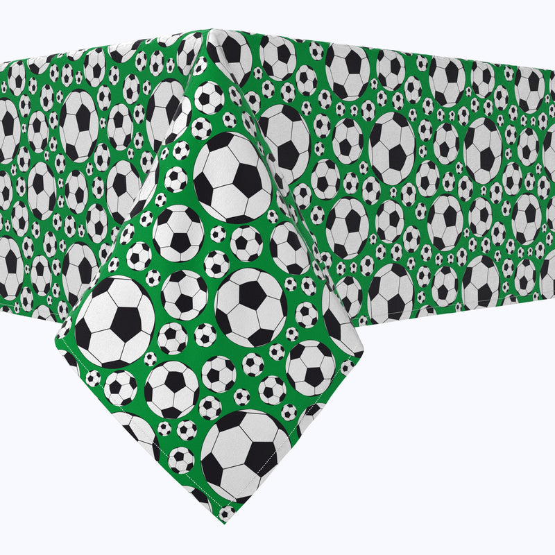 Soccer Balls Green Cotton Rectangles