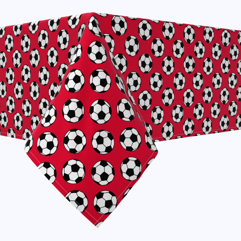 Soccer Balls Red Cotton Rectangles