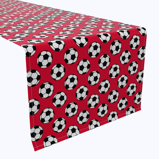 Soccer Balls Red Table Runners