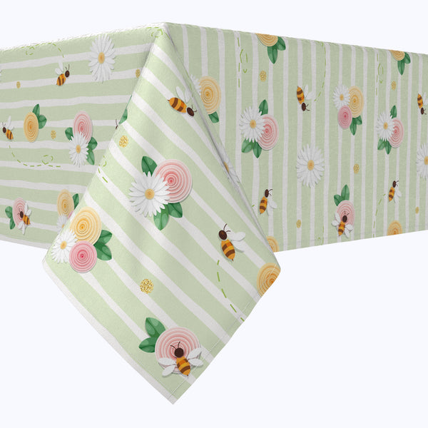 Springtime Floral Stripe Tablecloths
