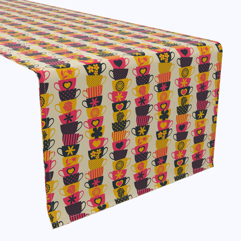 Stacked Colorful Mugs Table Runners