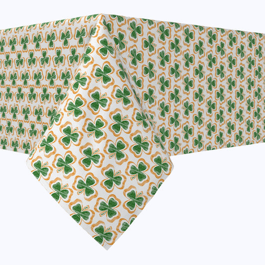 Stenciled Orange & Green Shamrocks Cotton Rectangles