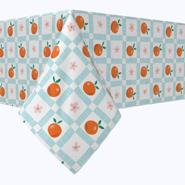 Summer Orange & Floral Check Tablecloths