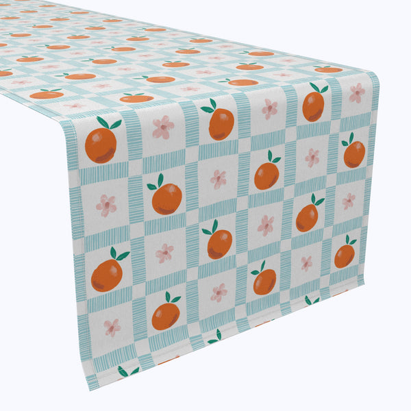 Summer Orange & Floral Check Table Runners