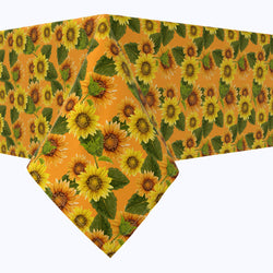 Sunflowers on Orange Background Cotton Rectangles