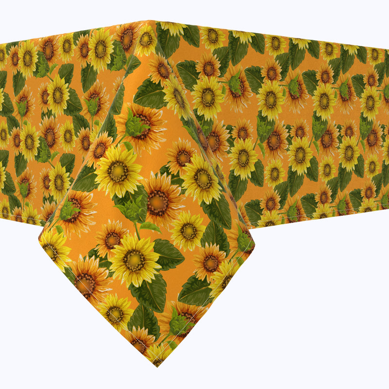 Sunflowers on Orange Background Cotton Rectangles