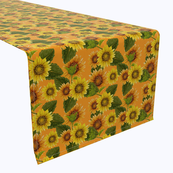 Sunflowers on Orange Background Table Runners