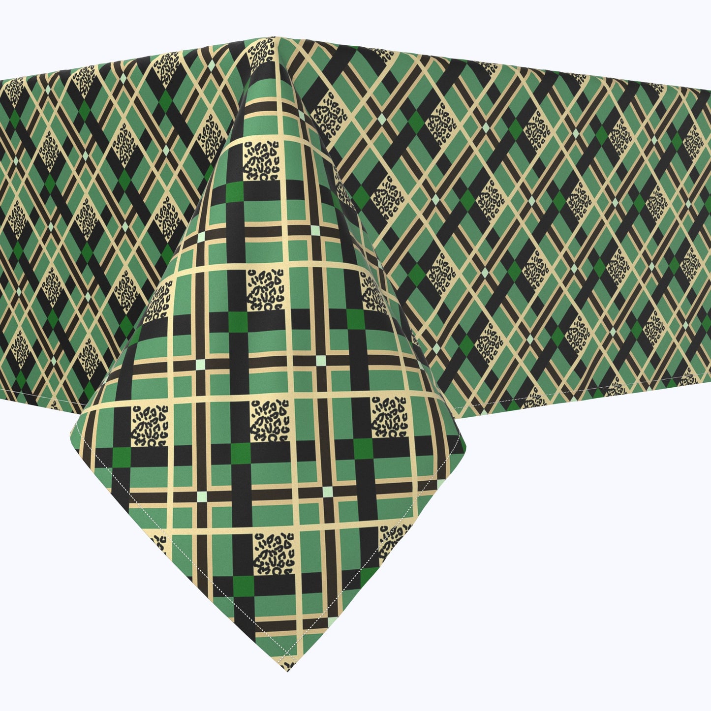 Tartan Plaid With Leopard Spots Rectangles