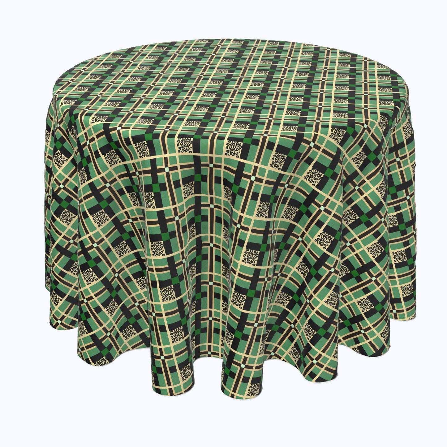 Tartan Plaid With Leopard Spots Rounds