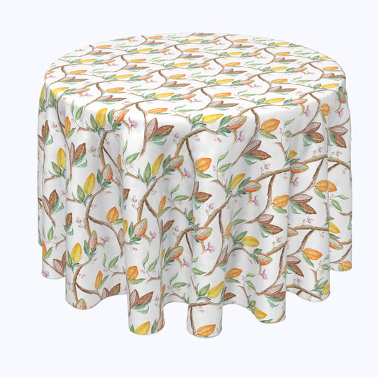 Tropical Cocoa Fruits & Leaves Rounds