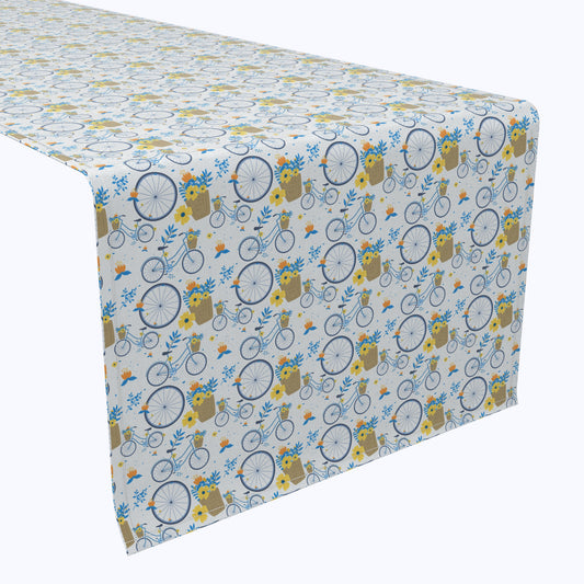 Vintage Bikes & Floral Baskets Table Runners