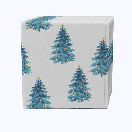 Watercolor Christmas Trees Cotton Napkins