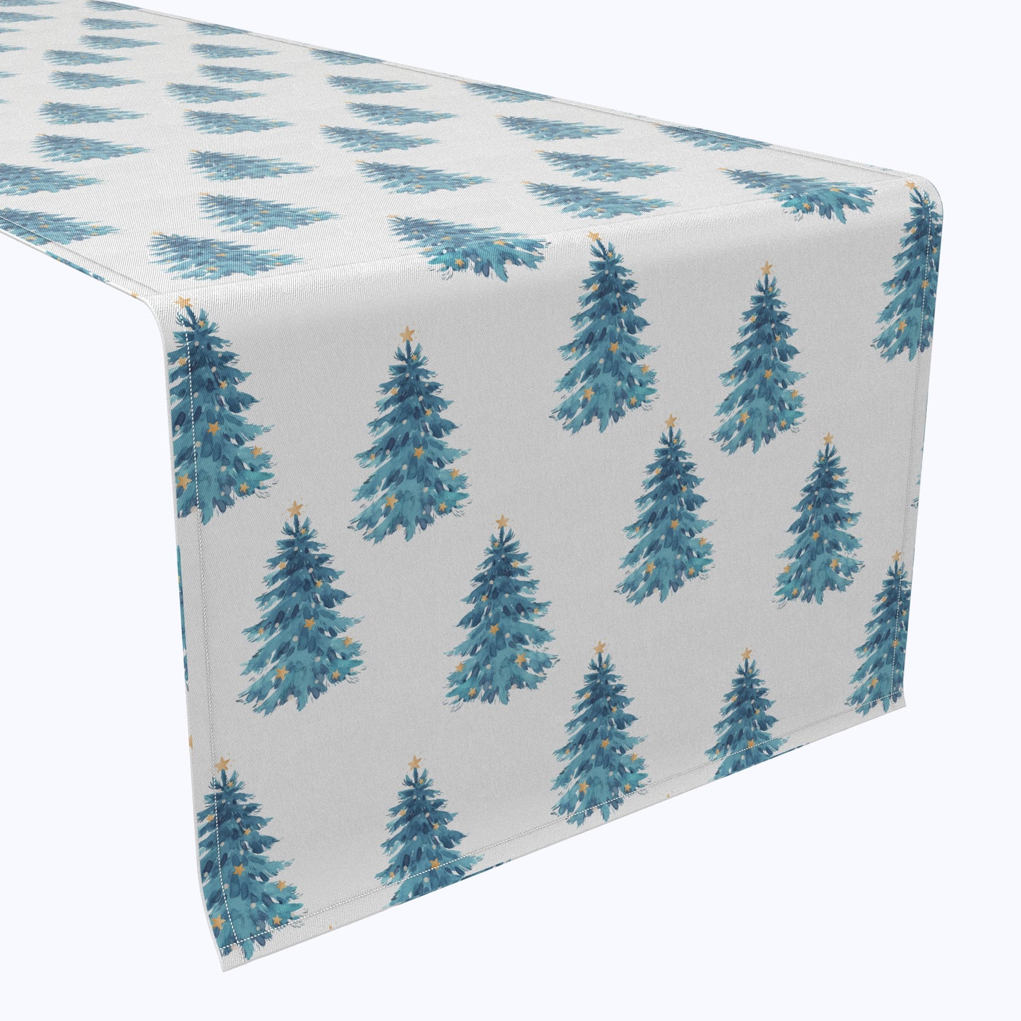 Watercolor Christmas Trees Cotton Table Runners