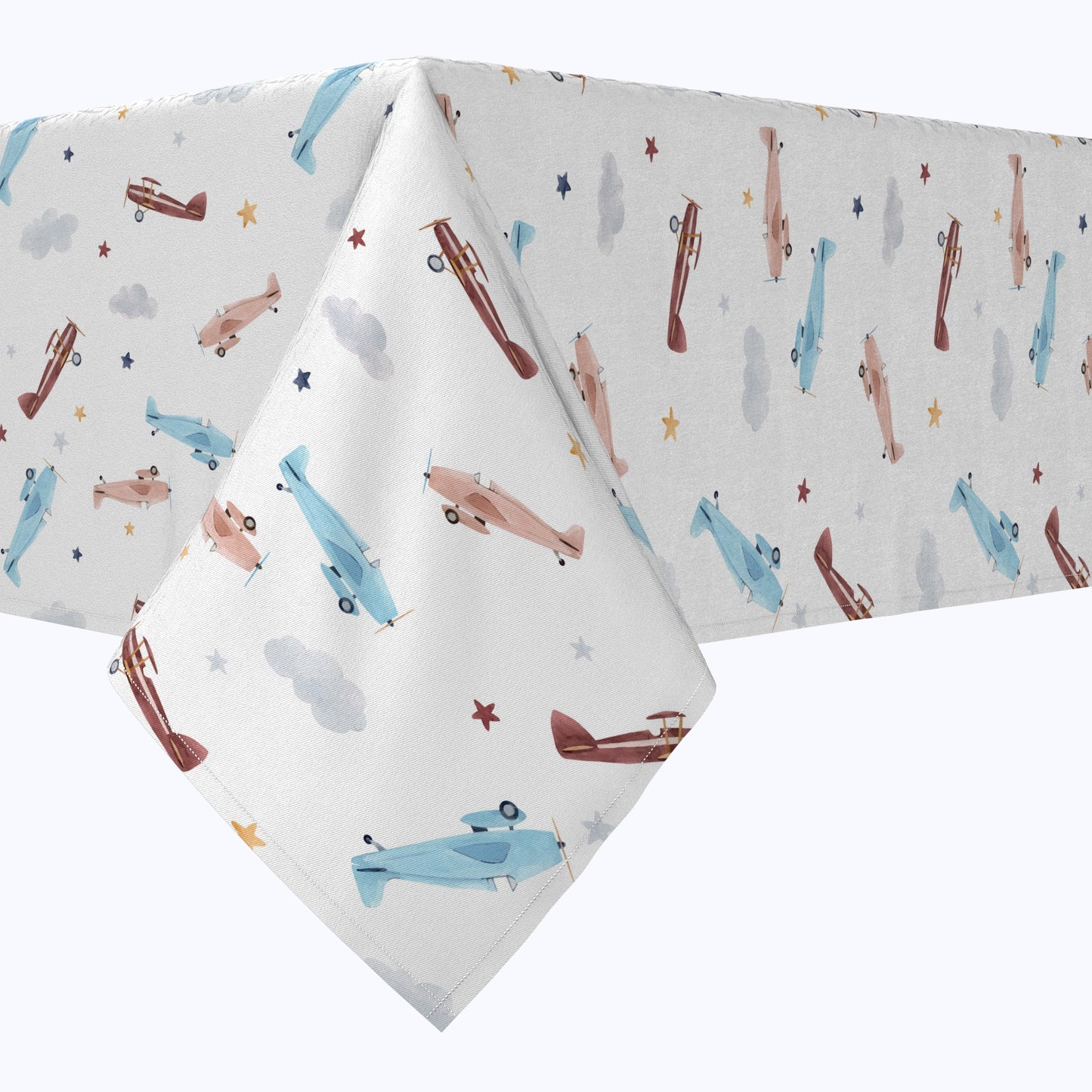 Watercolor Clouds & Airplanes Cotton Rectangles