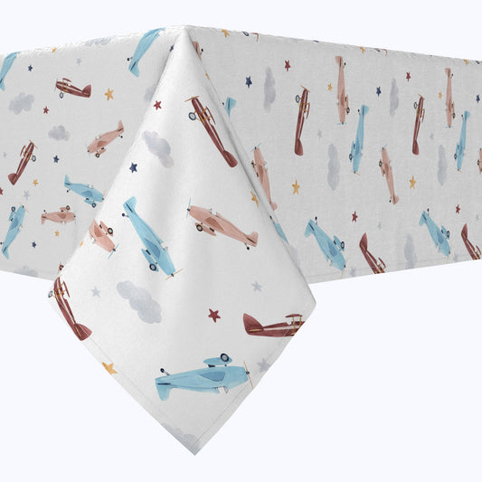 Watercolor Clouds & Airplanes Cotton Rectangles