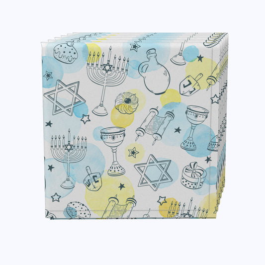 Watercolor Hanukkah and Dots Napkins