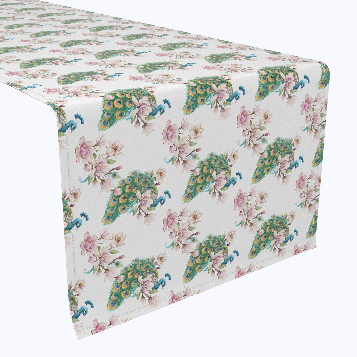 Watercolor Peacocks & Flowers Runners