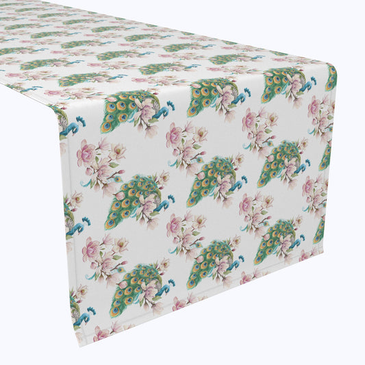 Watercolor Peacocks & Flowers Runners