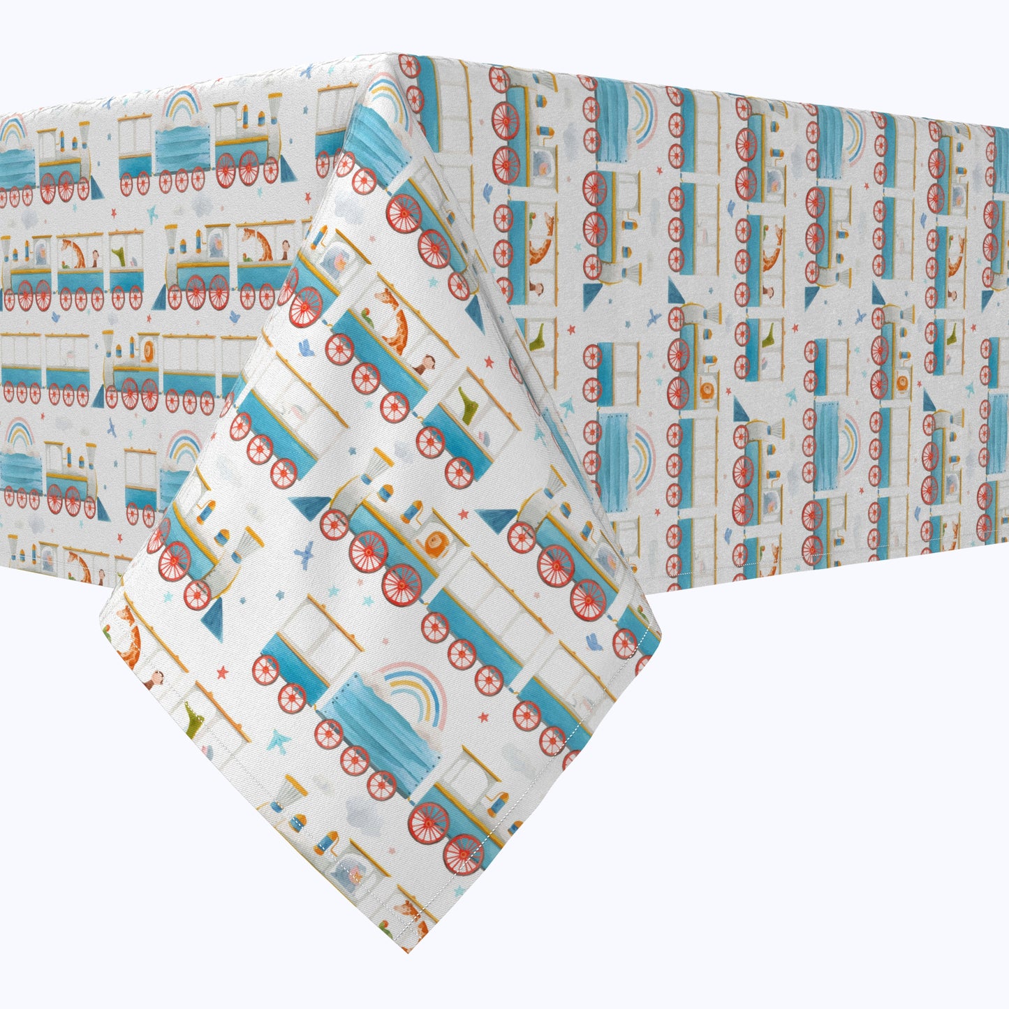 Watercolor Train & Zoo Animals Cotton Rectangles