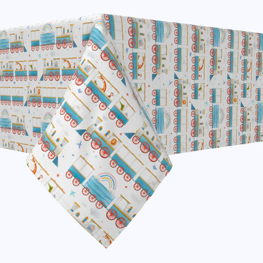Watercolor Train & Zoo Animals Cotton Rectangles