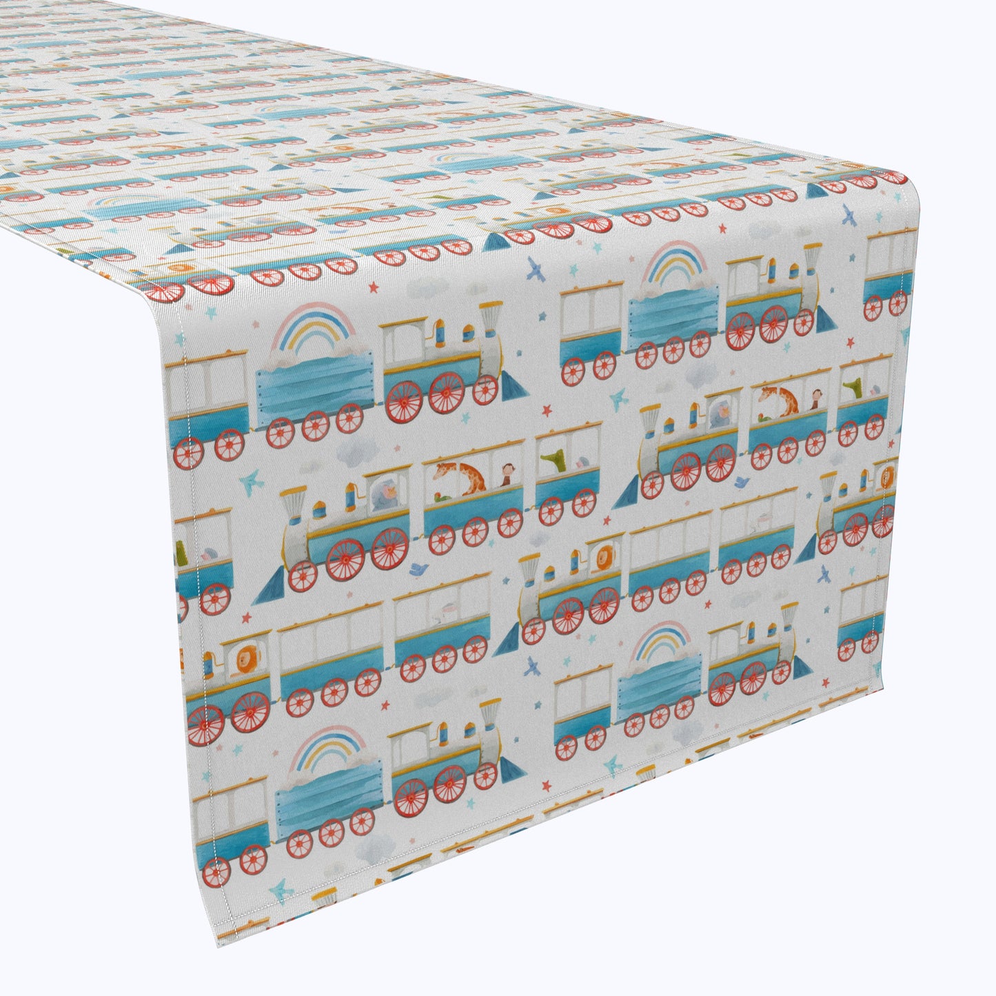 Watercolor Train & Zoo Animals Table Runners