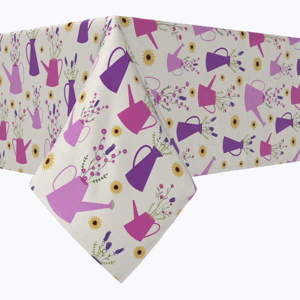 Wild Flowers & Purple Watering Cans Cotton Rectangles